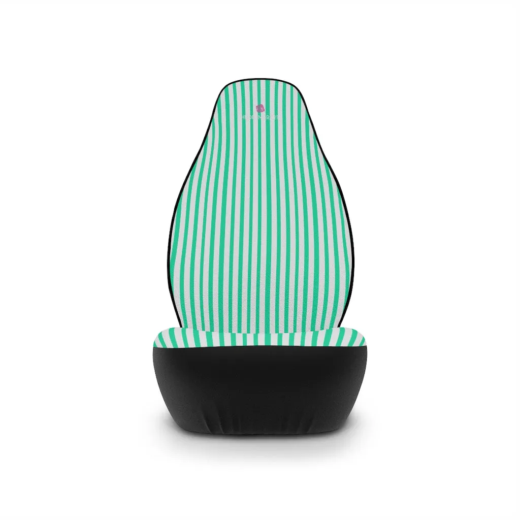 Blue Stripes Car Seat Covers, Light Blue 2-Pcs (48.03" × 18.50") Set Best Car Accessories Essential Premium Quality Best Soft Luxury Car Seat