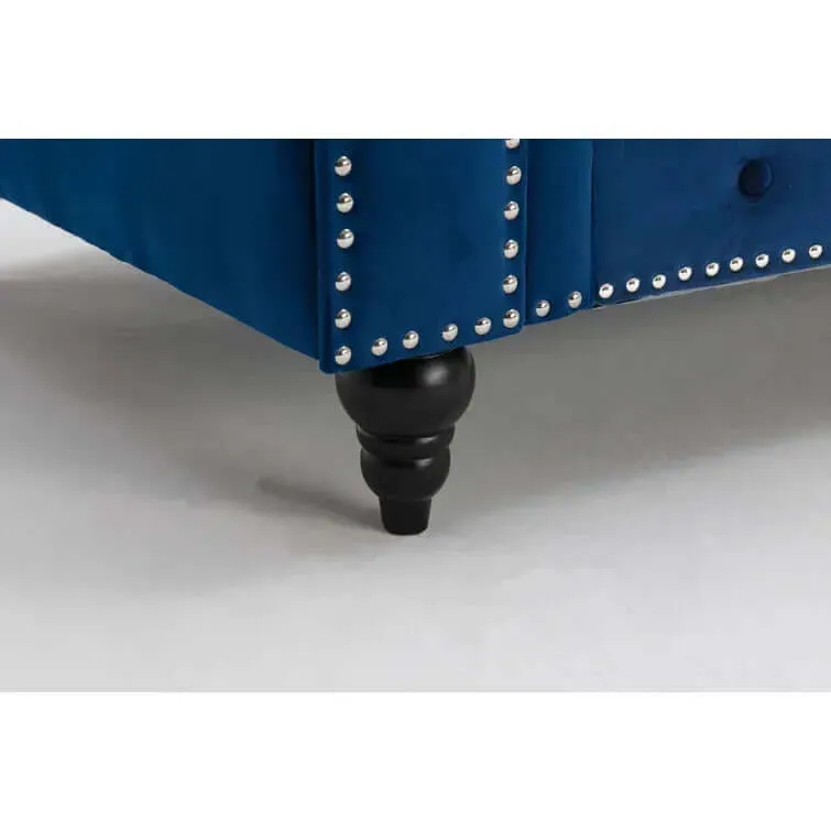 Blue Velvet Chesterfield Sofa 71.5In-Elegant & Comfy