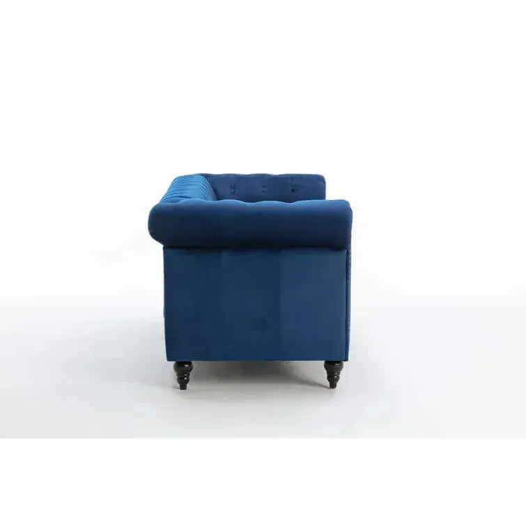Blue Velvet Chesterfield Sofa 71.5In-Elegant & Comfy