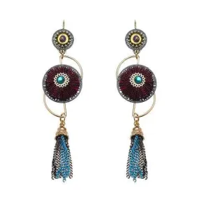 Bohemian Earrings Luxury Gold Plated Flower Charm Tassel Pendant Ear Drop Boho Jewelry for Women
