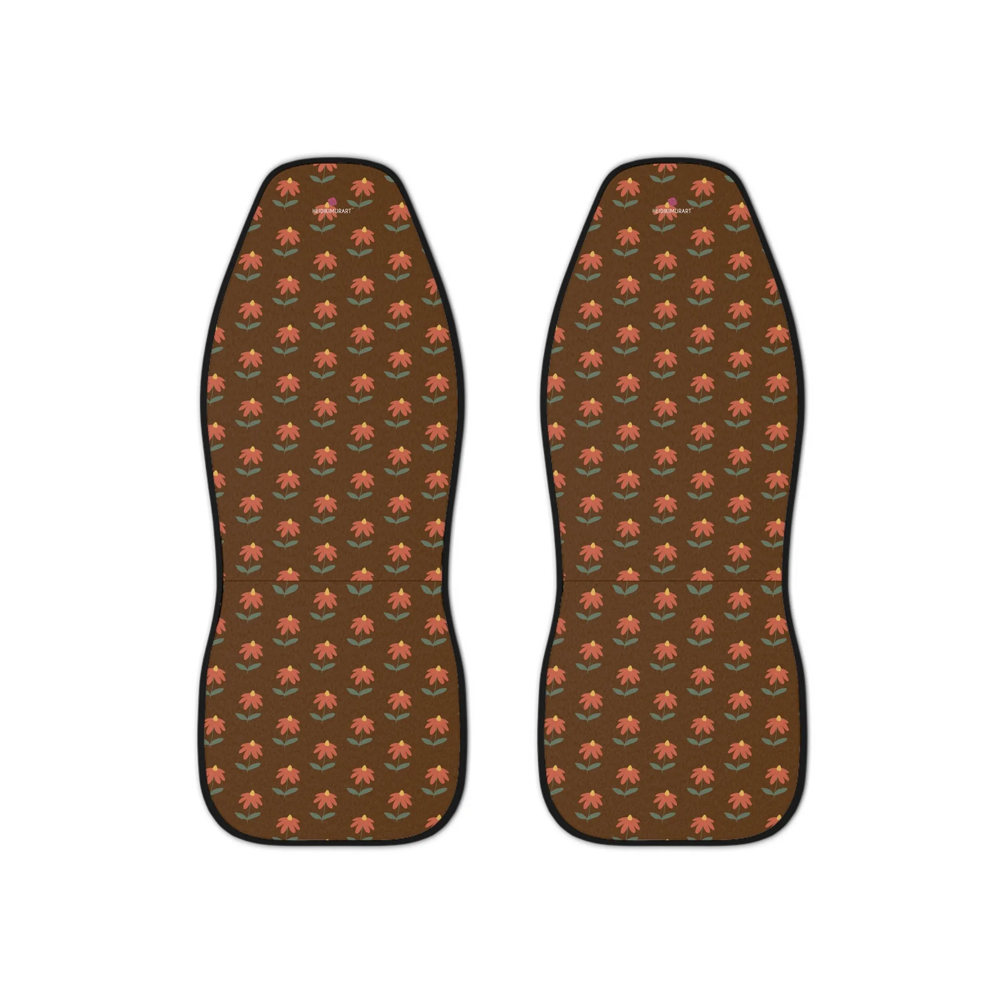 Brown Daisies Car Seat Covers, Floral Print Car Seat Covers, 2-Pcs Set (48.03" × 18.50") Polyester Car Seat Covers