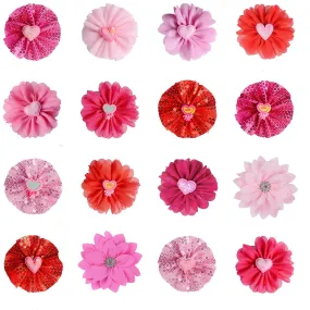 Bulk 16Pcs Catte Silk Flowers Pet Flower Dog Bow Ties Collar Flowers Wholesale
