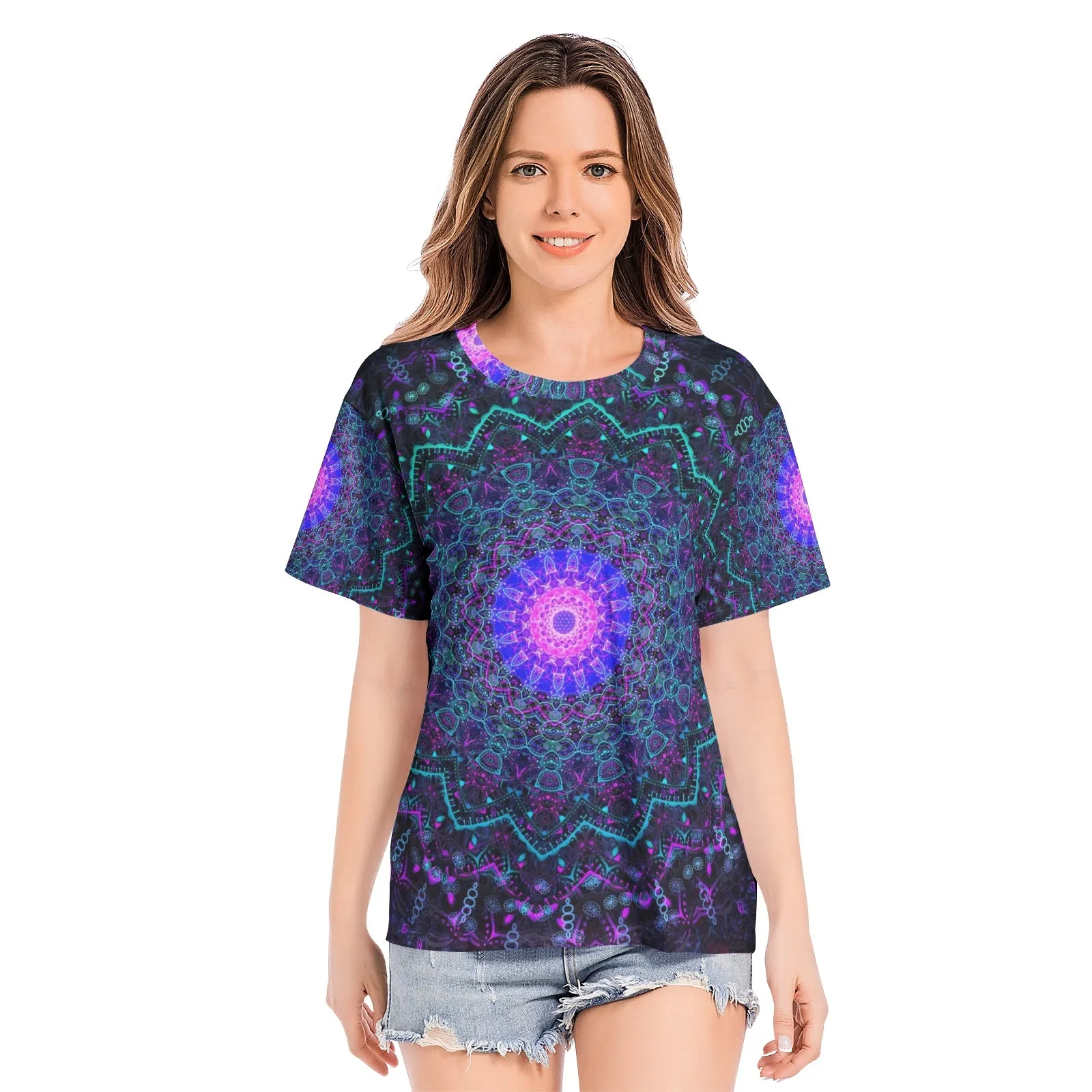 Cameron Gray | Energy Mandala | Unisex All-Over Print Cotton T-shirts