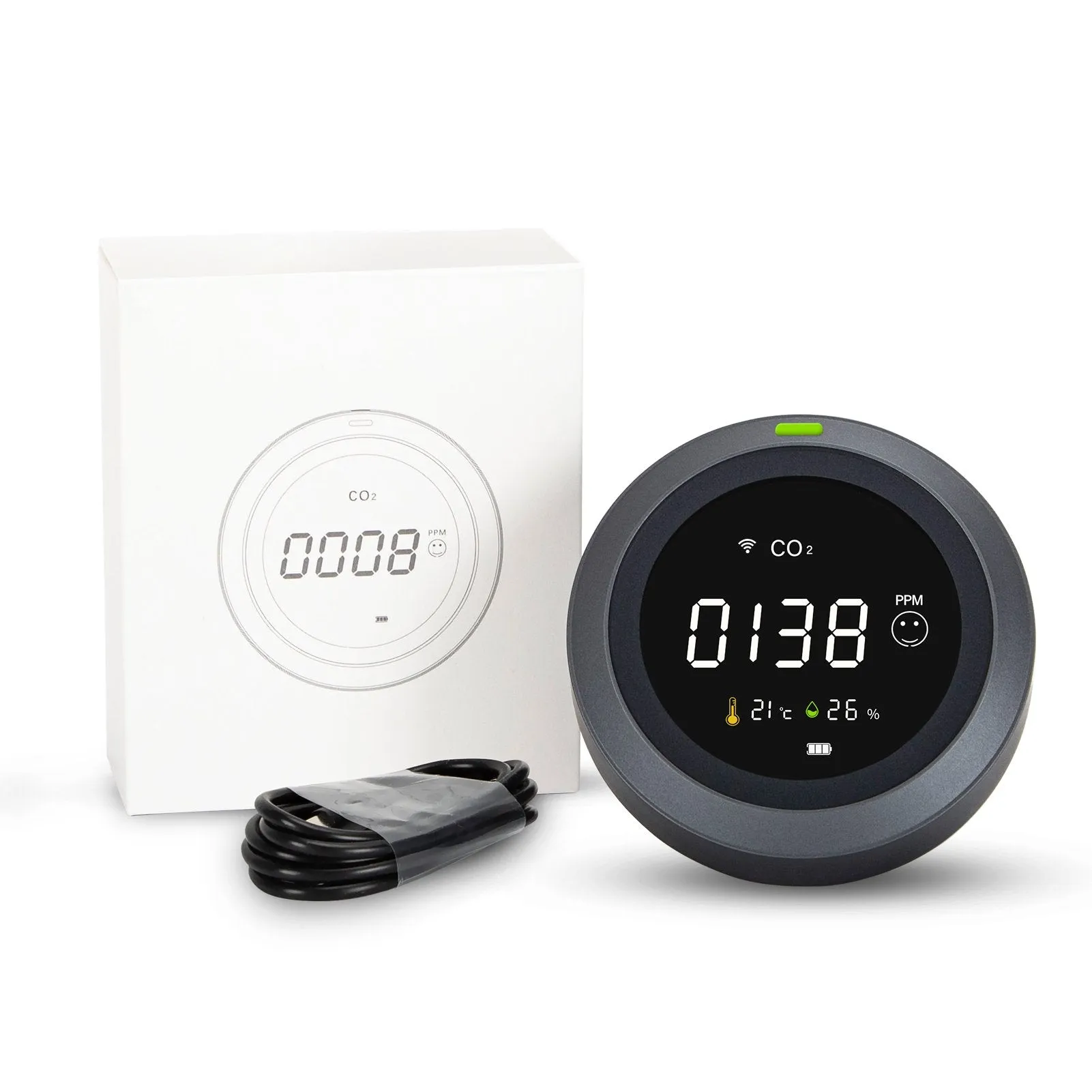 Carefor CF-5Wifi Air Quality Monitor for CO2 , CO2 Meter, CO2 Monitor Wireless Temperature, Humidity