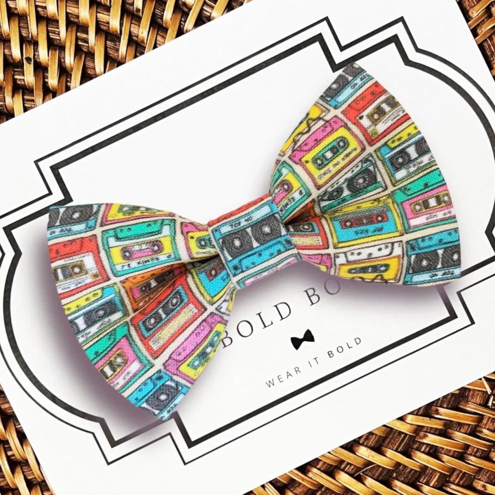 Cassette Tape Bow Tie for Dog and Cat Collar