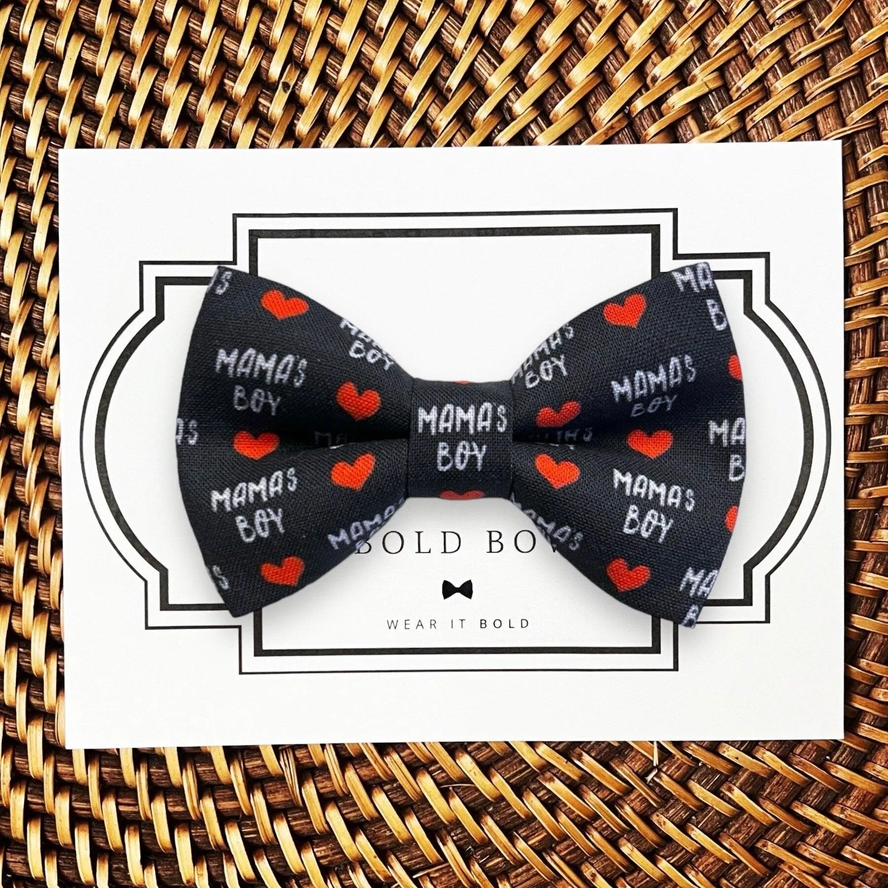 Chalkboard Mama's Boy Bow for Dog Collar and Cat Collar