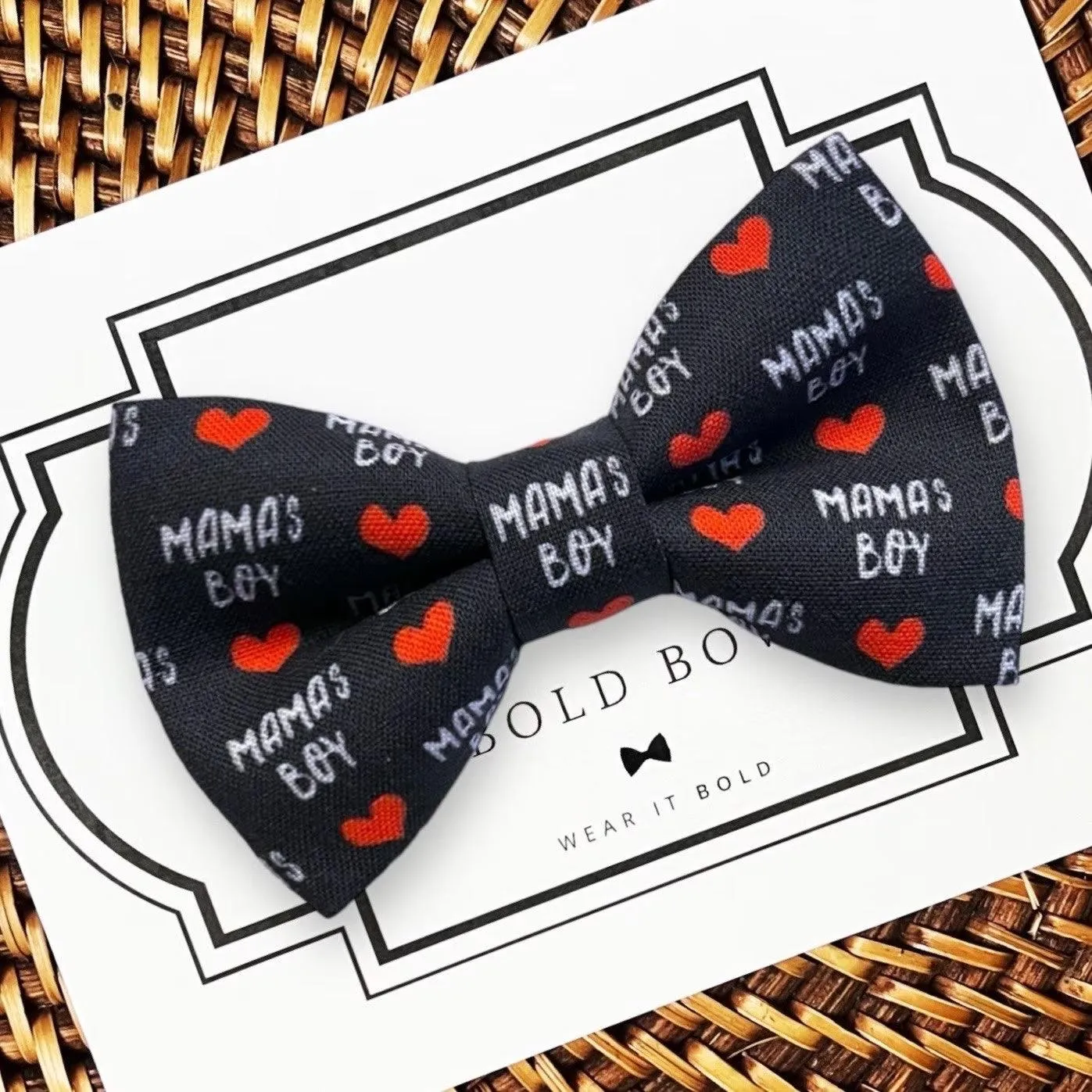 Chalkboard Mama's Boy Bow for Dog Collar and Cat Collar