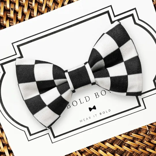 Checkered Flag Bow Tie for Dog Collar and Cat Collar