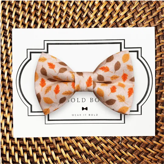 Cider Autumn Leaves Bow Tie for Dog Collar or Cat Collar
