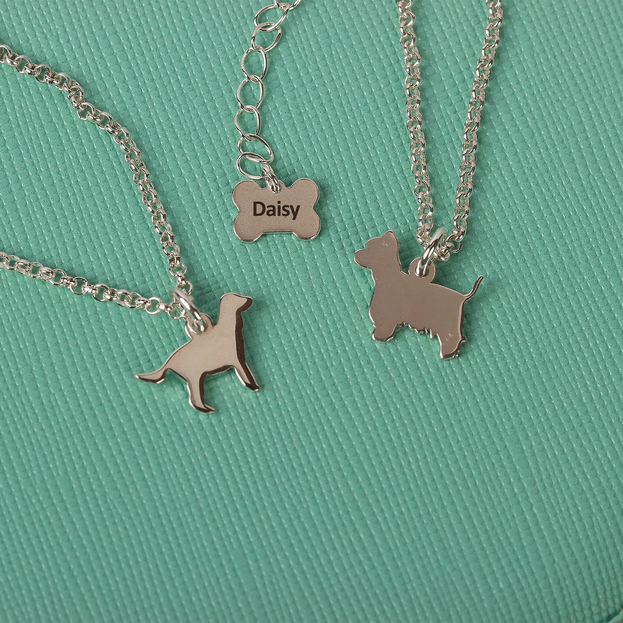 Cocker Spaniel Silhouette Chain Bracelet - Personalised - Sterling Silver