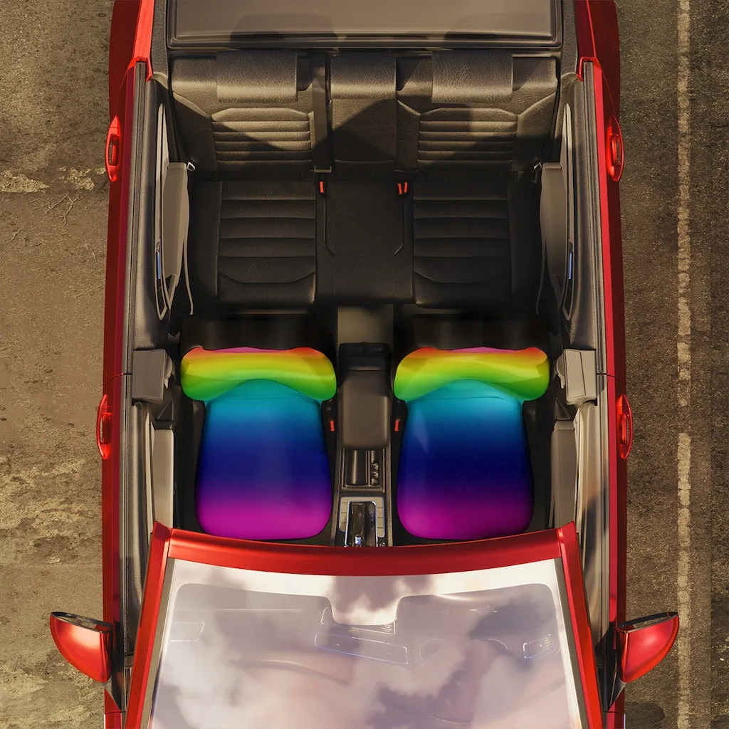 Colorful Rainbow Car Seat Covers, 2-Pcs (48.03" × 18.50") Set Best Car Accessories Essential Premium Quality Best Soft Luxury Car Seat Covers