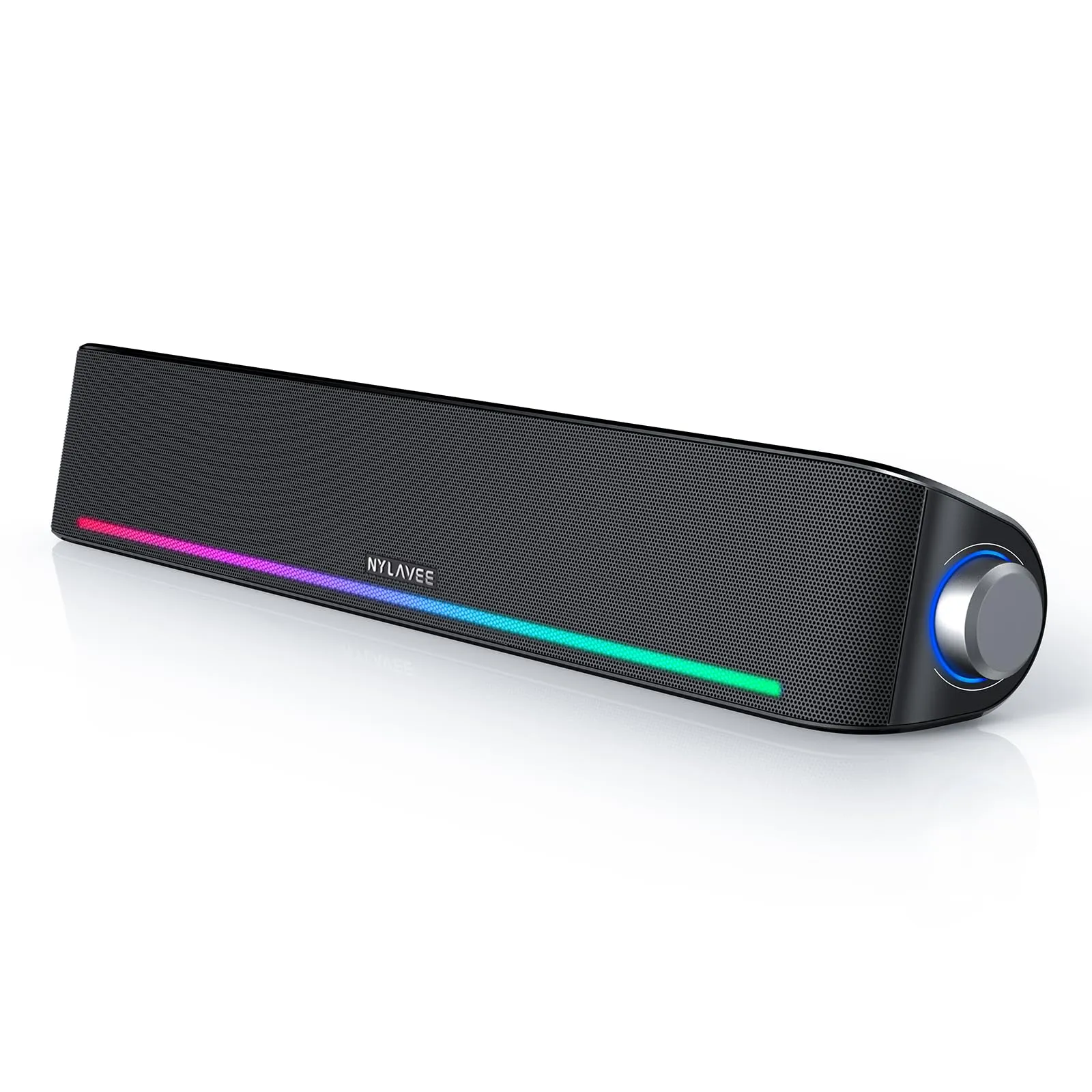 Computer Speakers, Hi-Fi Sound Quality Computer Sound Bar, Bluetooth 5.0 & 3.5mm Wired PC Speakers with 4 Dynamic Lighting Modes, USB Powered Speakers for PC, Desktop, Laptops, Phones, Monitors, Xbox