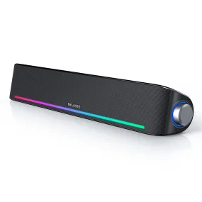 Computer Speakers, Hi-Fi Sound Quality Computer Sound Bar, Bluetooth 5.0 & 3.5mm Wired PC Speakers with 4 Dynamic Lighting Modes, USB Powered Speakers for PC, Desktop, Laptops, Phones, Monitors, Xbox
