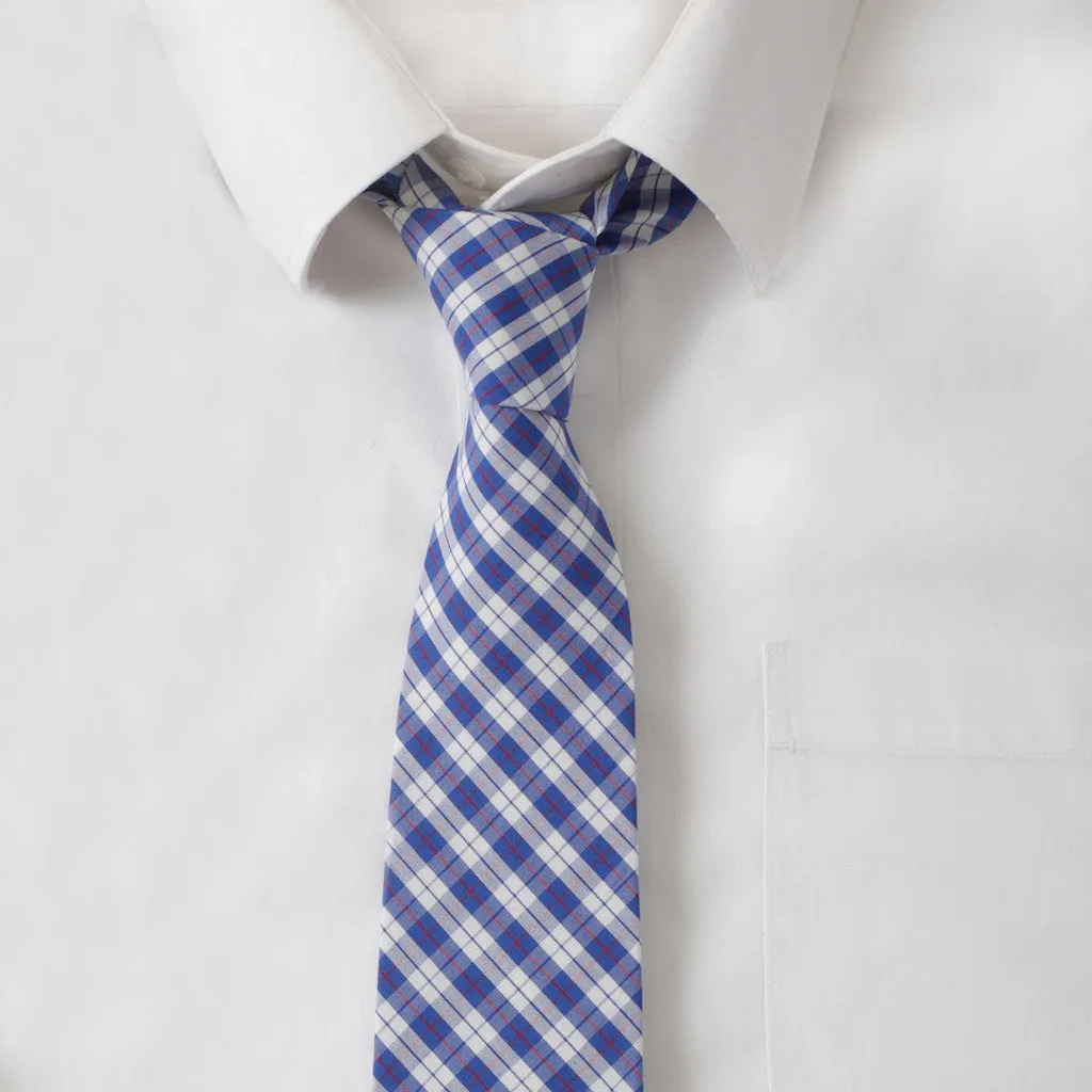 Cotton Blue & Red Plaid Tie