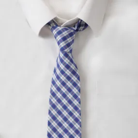 Cotton Blue & Red Plaid Tie