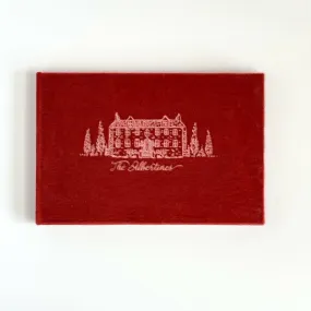 Custom Text Silk Velvet Guestbook with House
