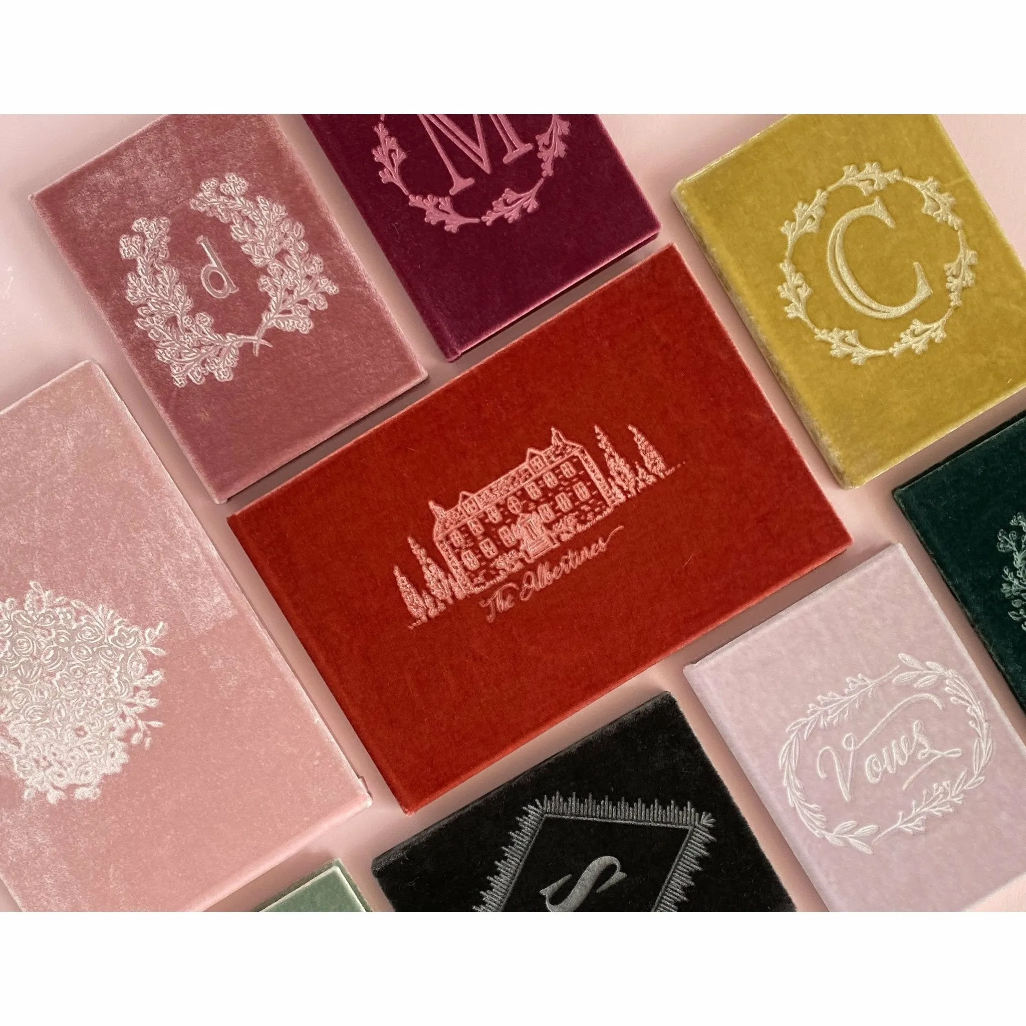 Custom Text Silk Velvet Guestbook with House