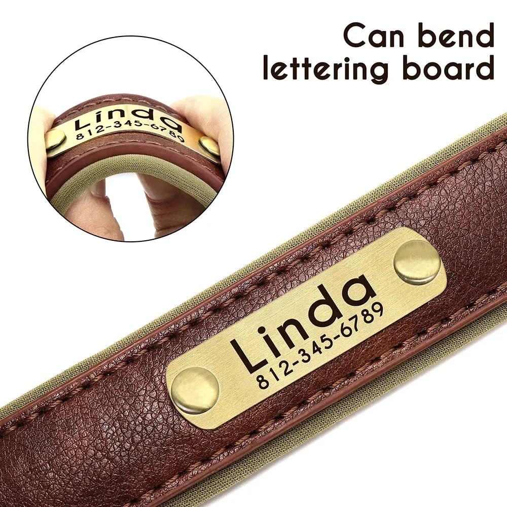 Customised Leather ID Nameplate Dog Collar