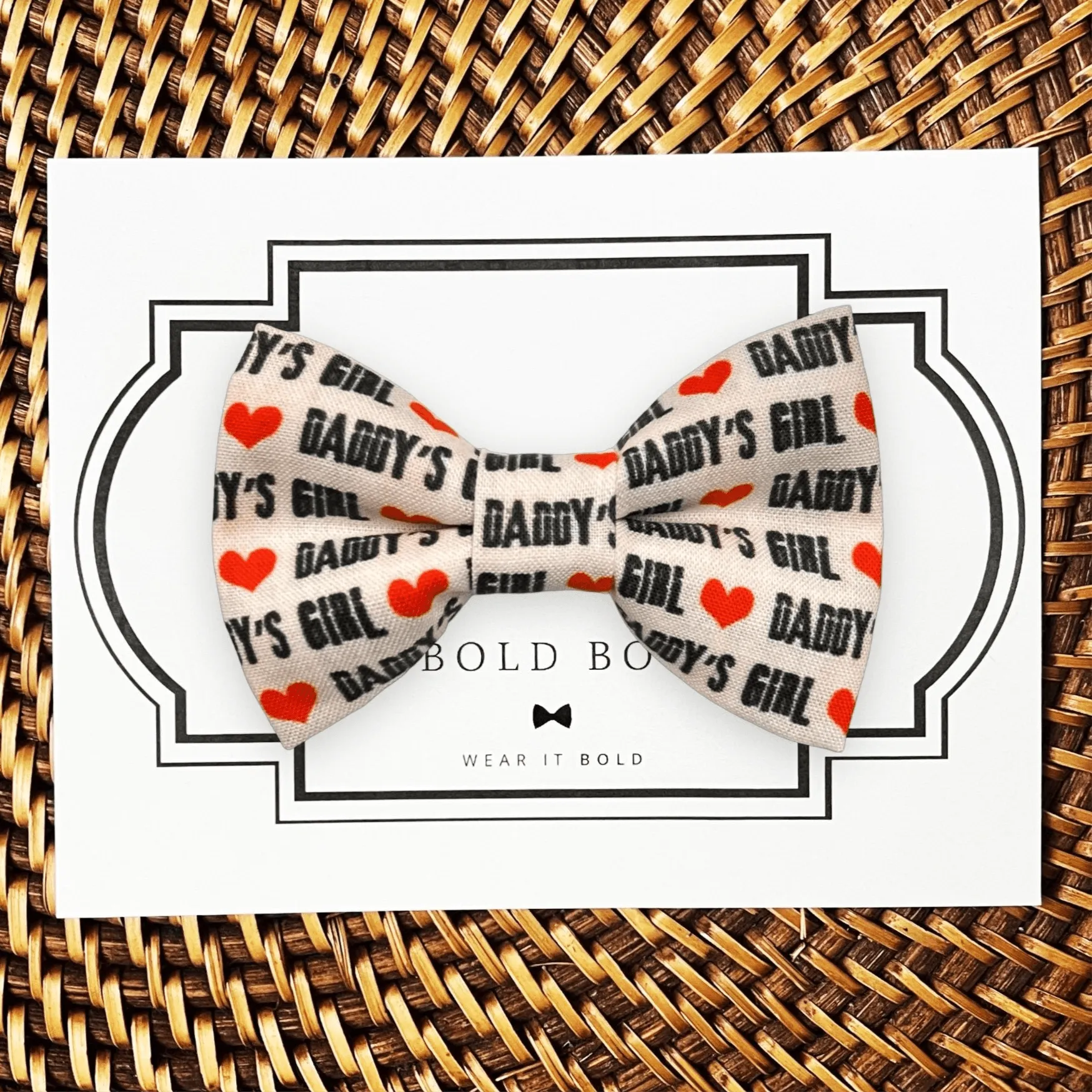 Daddy's Girl Valentine's Day Bow for Dog Collar and Cat Collar