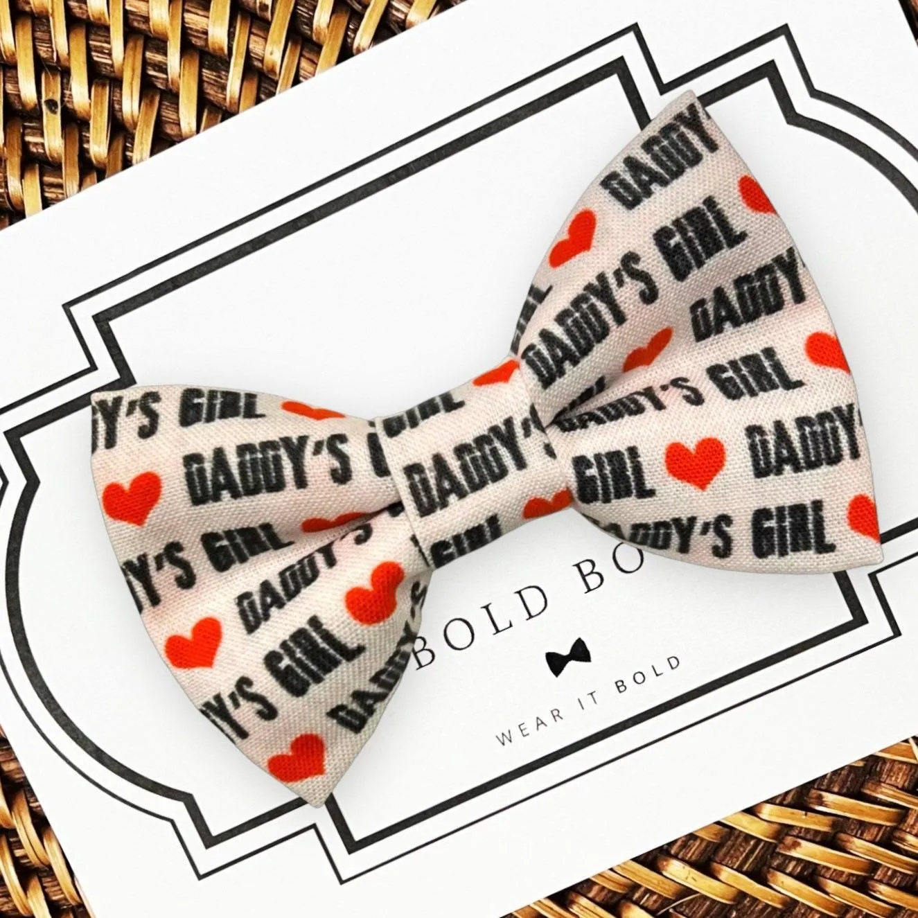 Daddy's Girl Valentine's Day Bow for Dog Collar and Cat Collar