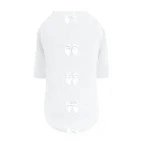 Dainty Bow Dog Sweater White