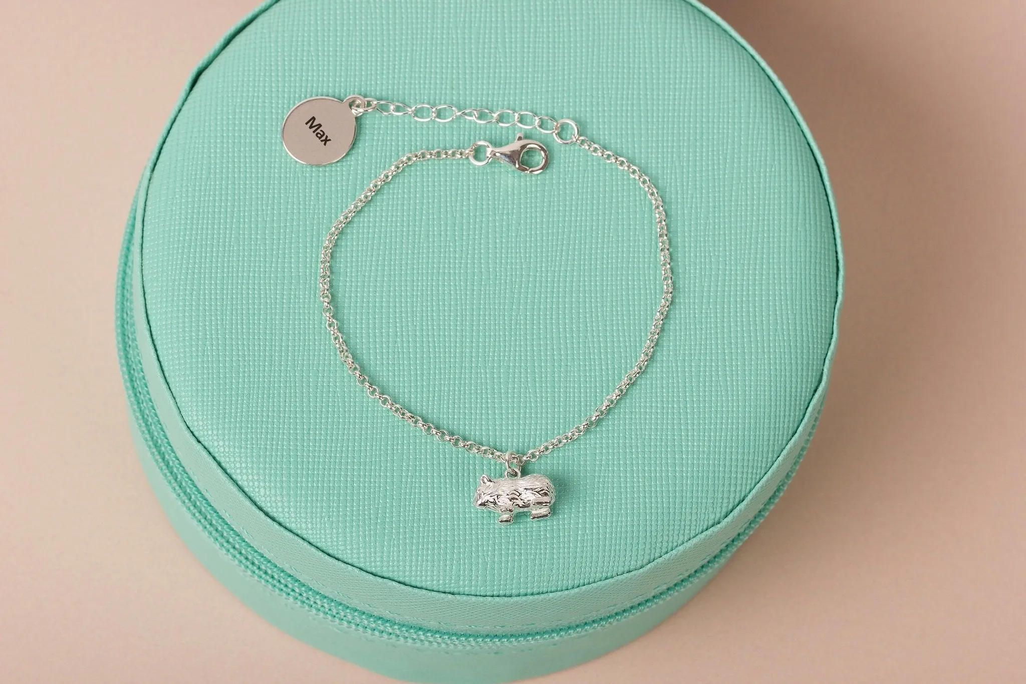 Dainty Chain Bracelet with Dog Charm - Personalised - Sterling Silver