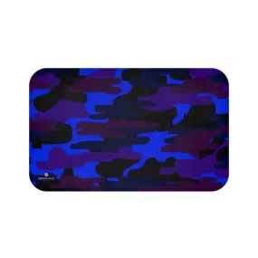 Dark Blue Purple Bath Mat, Camo Print Premium Soft Microfiber Fine Bathroom Bath Mat- Printed in USA