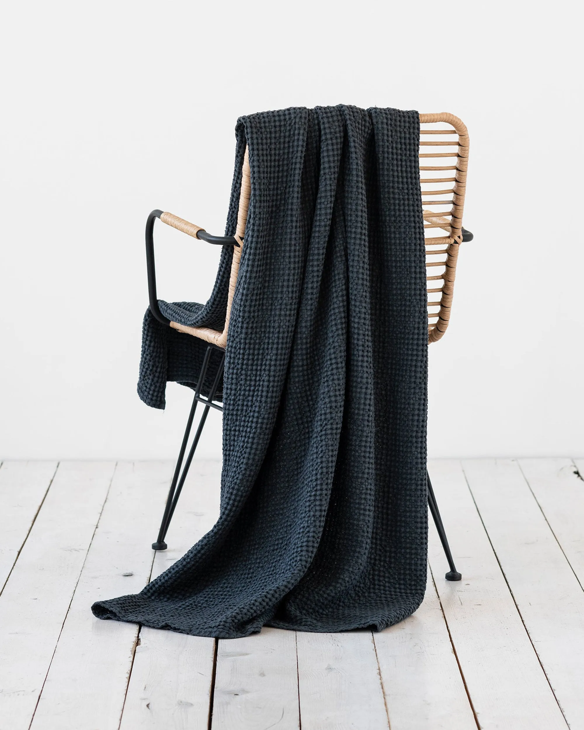Dark gray waffle throw blanket