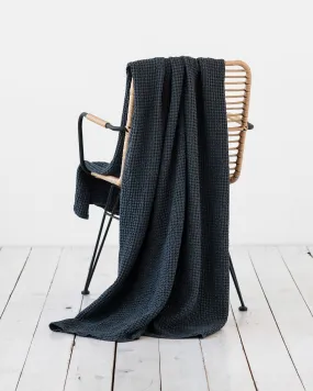 Dark gray waffle throw blanket