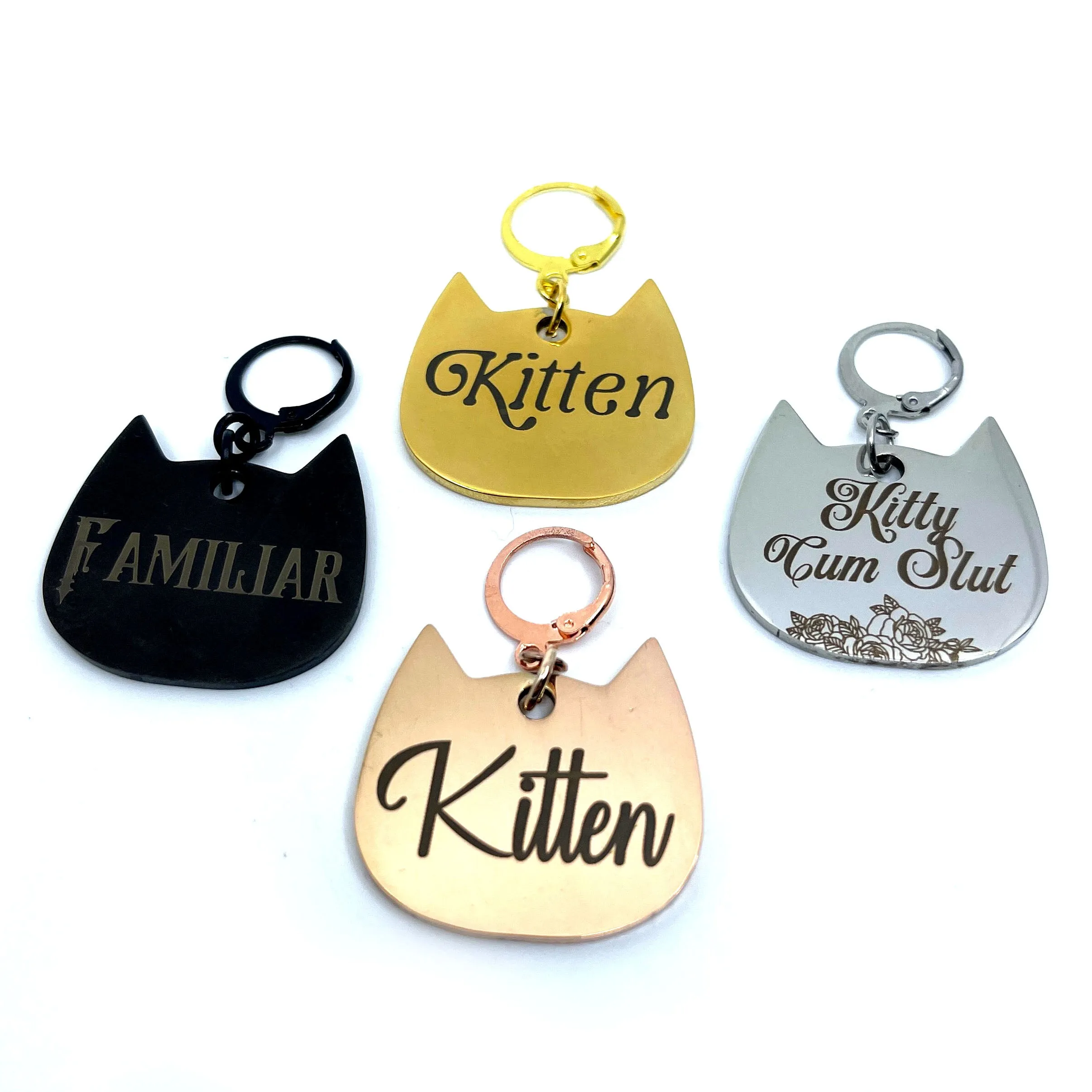 Design Your Own Steel Collar Tag - Cat Head