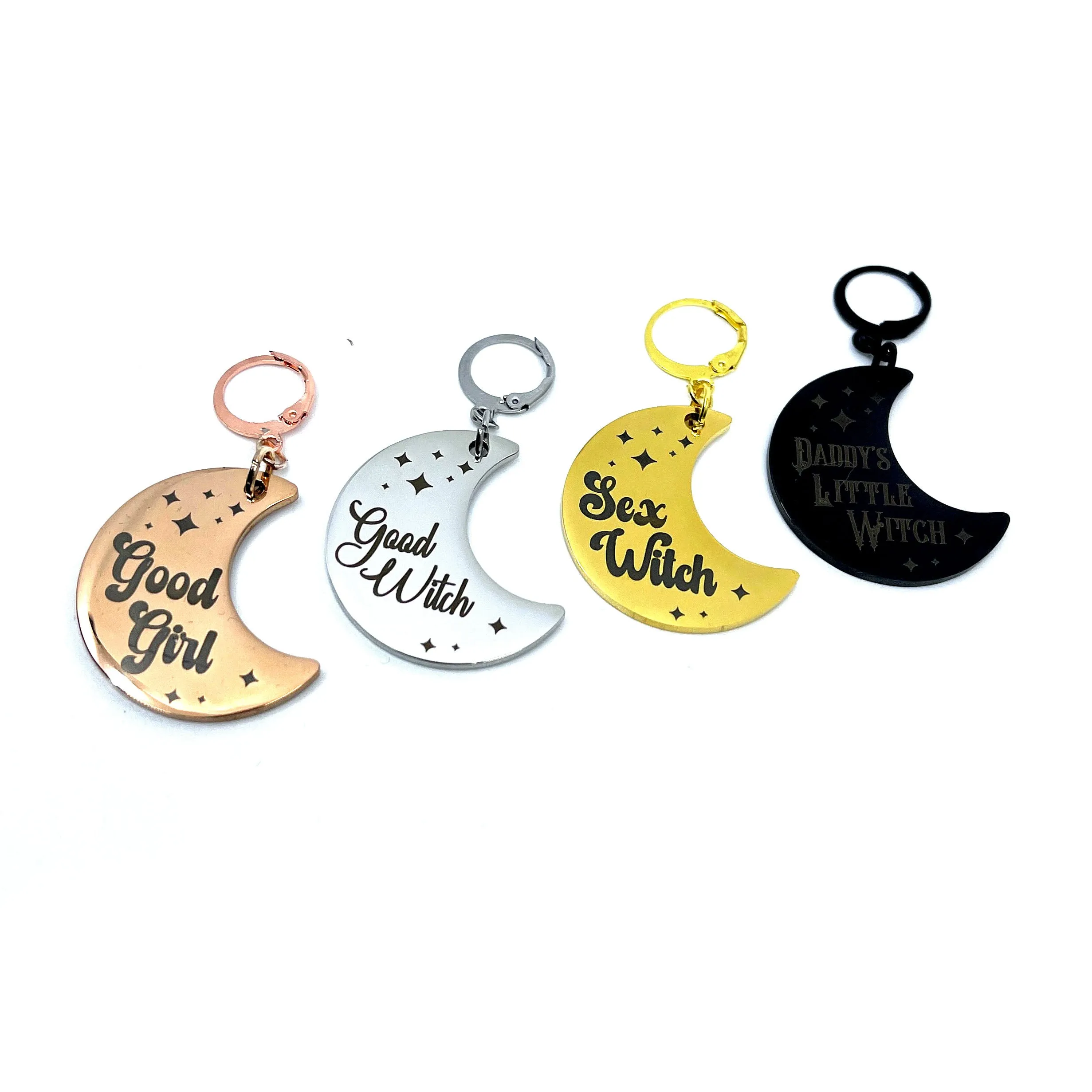 Design Your Own Steel Collar Tag - Crescent Moon