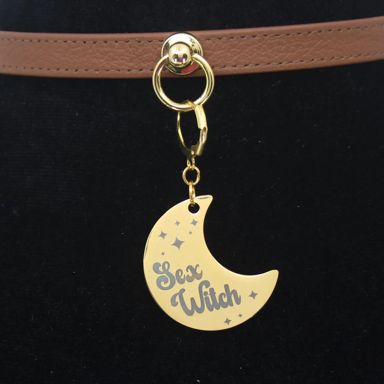 Design Your Own Steel Collar Tag - Crescent Moon