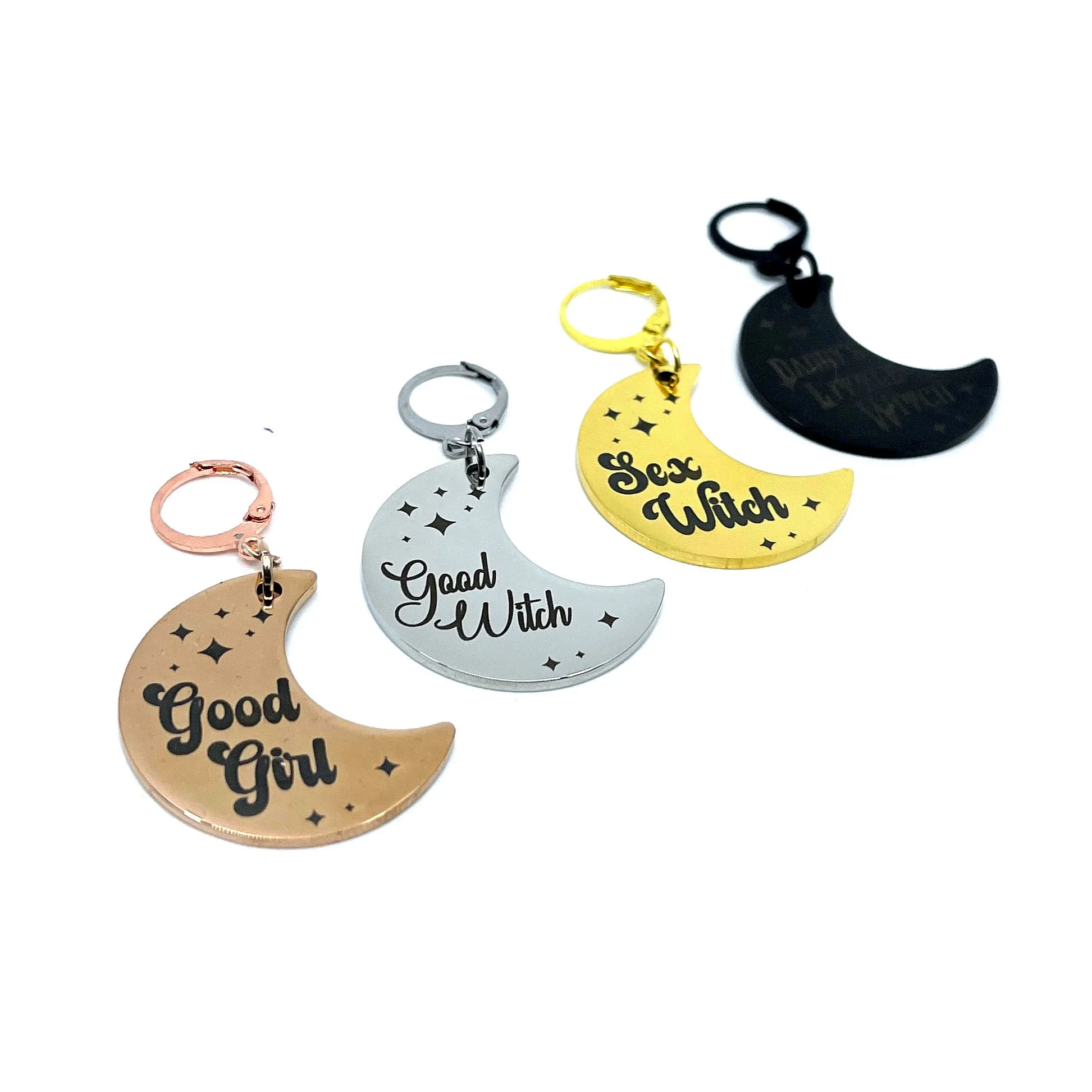 Design Your Own Steel Collar Tag - Crescent Moon