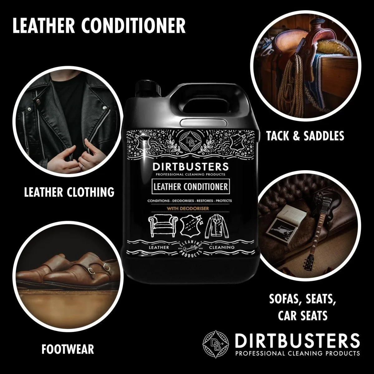 Dirtbusters Leather Conditioner & Protect, With Deodoriser (5 Litre)