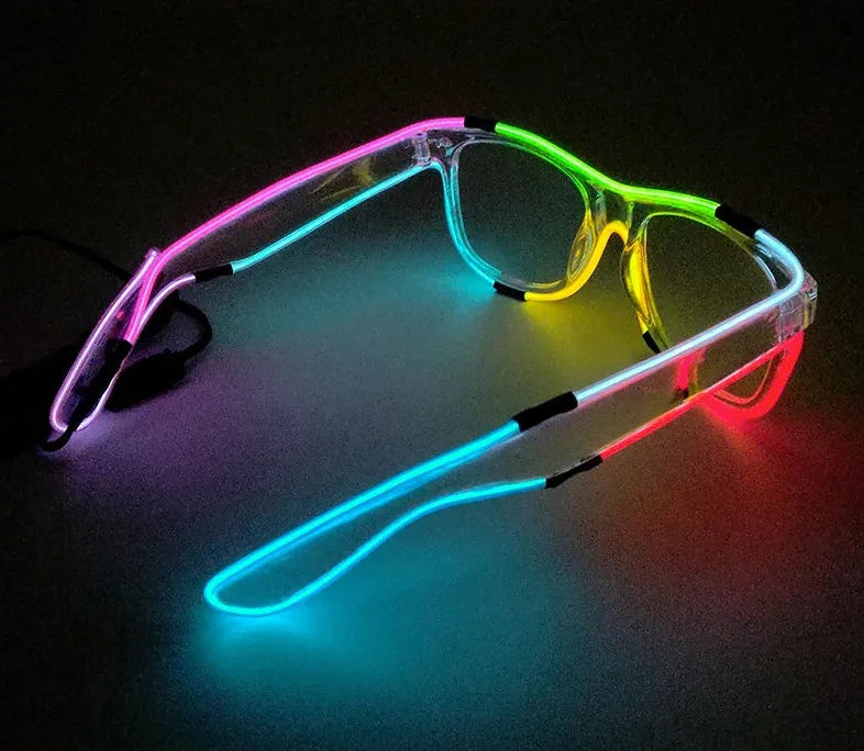 DJ Party Glasses Colorful Neon Glowing Eye Gigs Live Streaming LED Fluorescent Glasses Party Props Glow Glasses Luminous Glasses Costume Cosplay