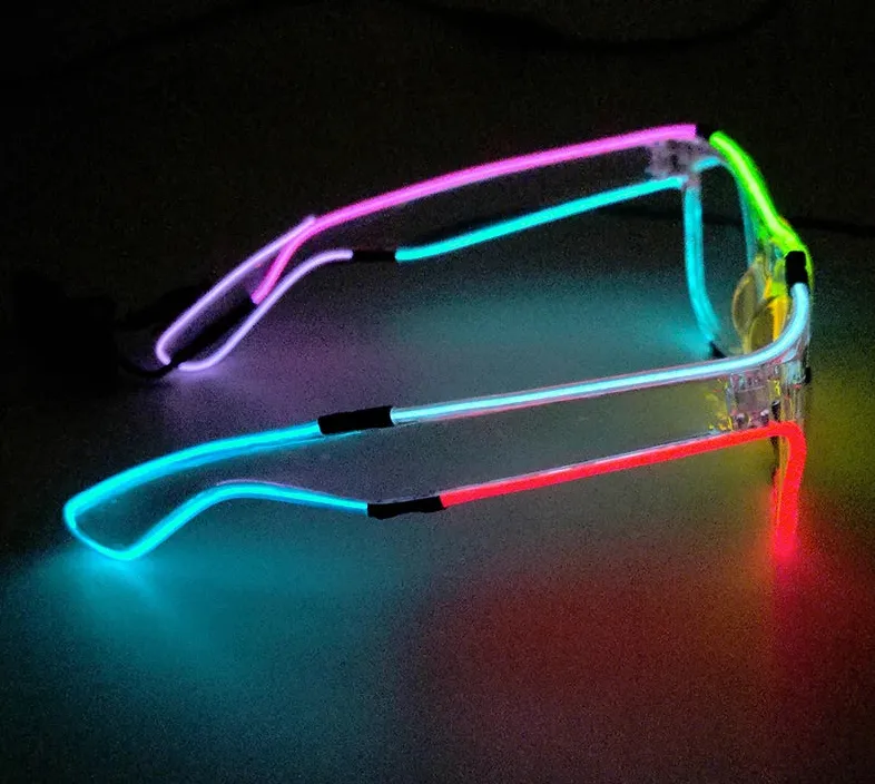 DJ Party Glasses Colorful Neon Glowing Eye Gigs Live Streaming LED Fluorescent Glasses Party Props Glow Glasses Luminous Glasses Costume Cosplay