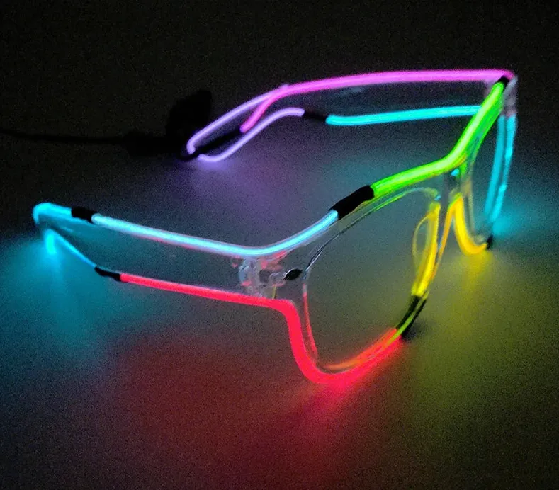 DJ Party Glasses Colorful Neon Glowing Eye Gigs Live Streaming LED Fluorescent Glasses Party Props Glow Glasses Luminous Glasses Costume Cosplay
