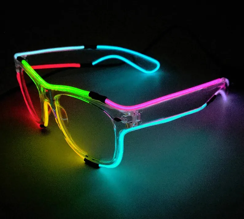 DJ Party Glasses Colorful Neon Glowing Eye Gigs Live Streaming LED Fluorescent Glasses Party Props Glow Glasses Luminous Glasses Costume Cosplay