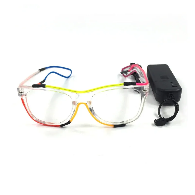 DJ Party Glasses Colorful Neon Glowing Eye Gigs Live Streaming LED Fluorescent Glasses Party Props Glow Glasses Luminous Glasses Costume Cosplay