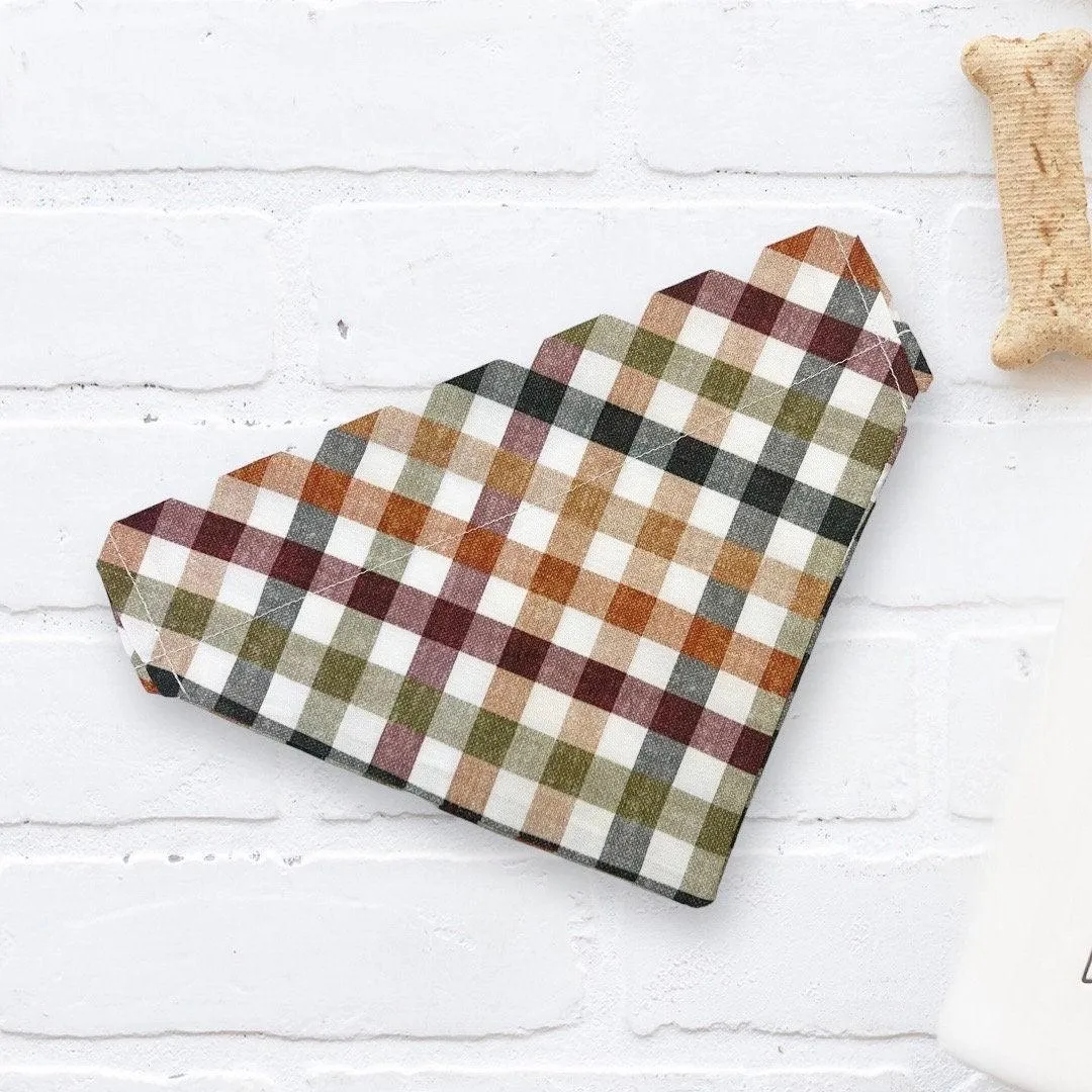 Dog Bandana- Fall Autumn Orange Plaid