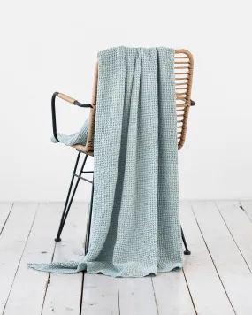Dusty blue waffle throw blanket