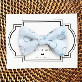 Engagement Ring on White Bow Tie for Dog Collar and Cat Collar