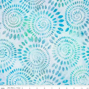 Expressions Batiks Dahlias Adriatic Mist Wide Back Cotton Yardage | Riley Blake Designs