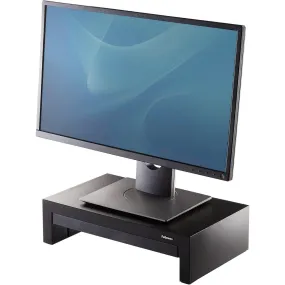 Fellowes Designer Suites Monitor Stand - 3-Height Adjustable Ergonomic Riser with Storage, 18kg Capacity, Black
