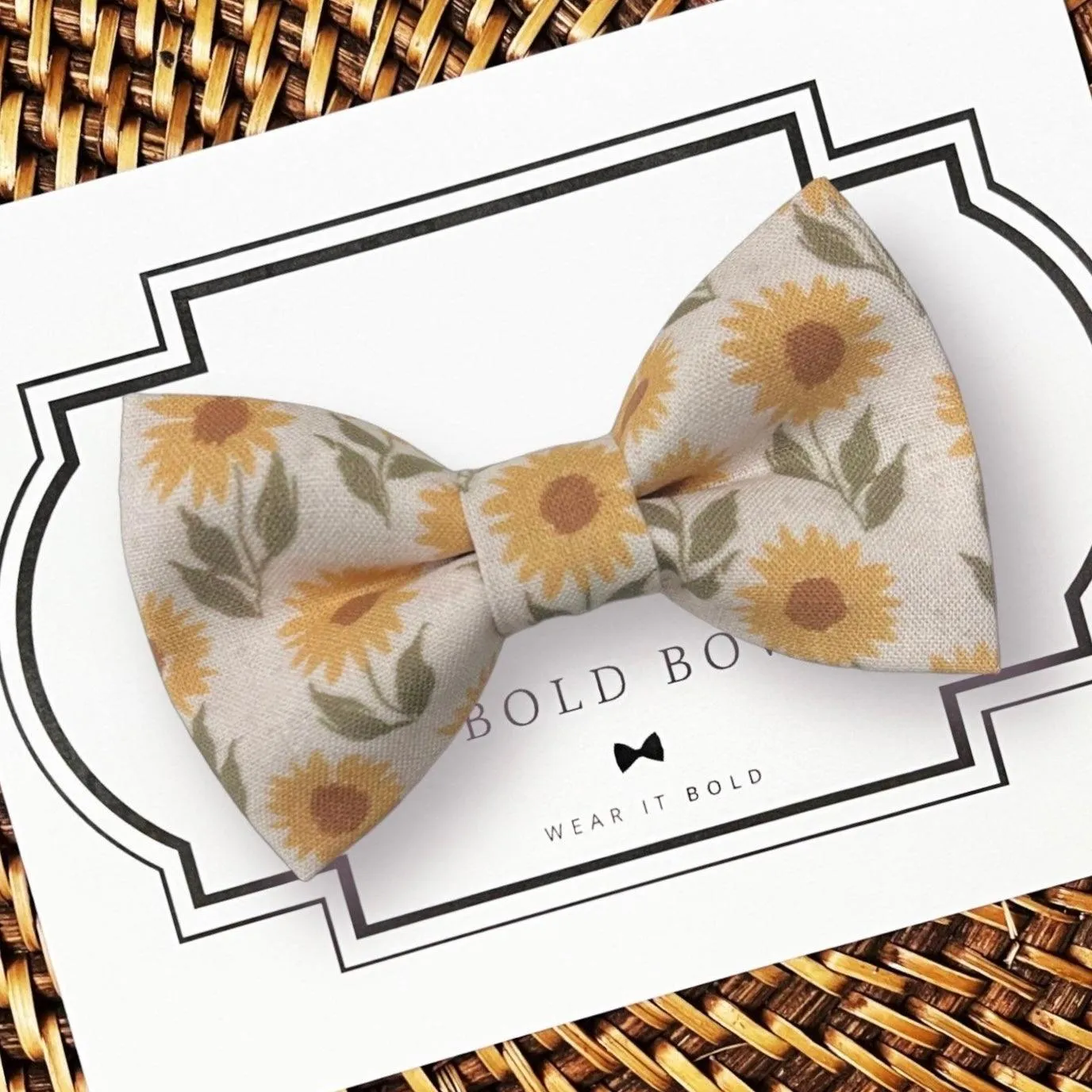 Floral Sunflower Bow Tie for Dog Collar or Cat Collar