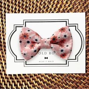 Flower Power Pink Ghosts Bow Tie for Dog Collar or Cat Collar