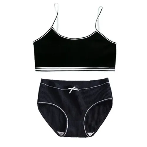 Girls Training Bras Panties Solid Kids Cotton Underwear Sets Teens