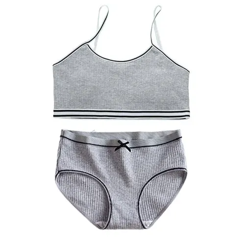 Girls Training Bras Panties Solid Kids Cotton Underwear Sets Teens