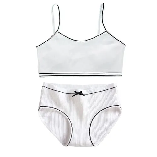 Girls Training Bras Panties Solid Kids Cotton Underwear Sets Teens