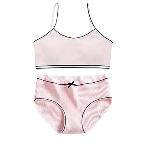 Girls Training Bras Panties Solid Kids Cotton Underwear Sets Teens